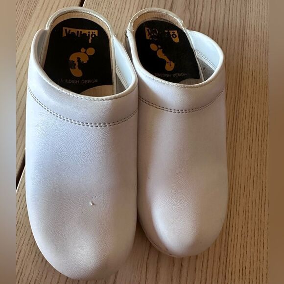 Vollsja Geniune Leather Wooden Clogs Made in EU White size 40/ 10 - Picture 9 of 10